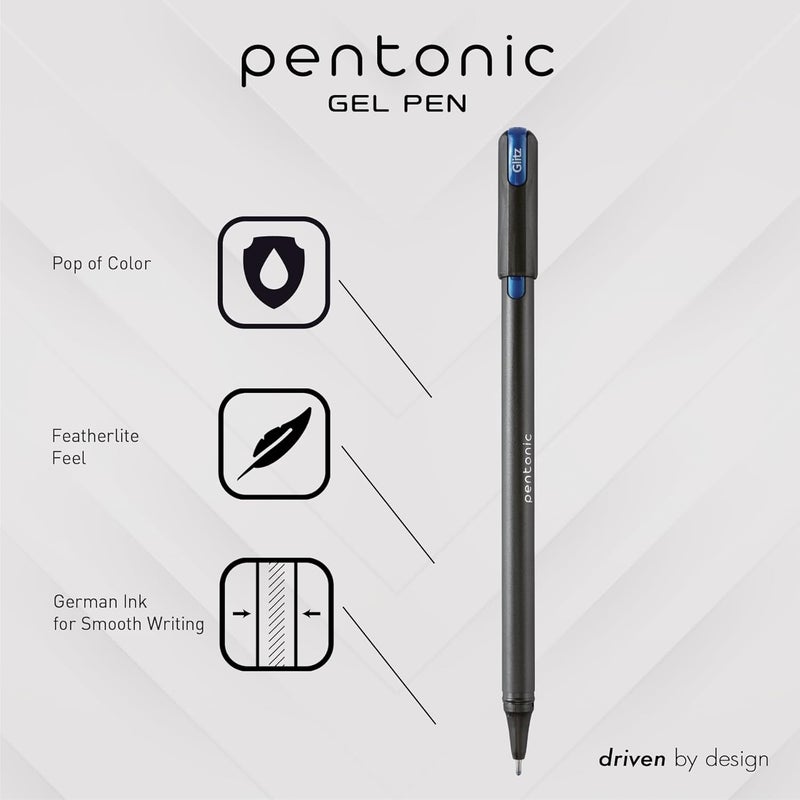 Pentonic أقلام جل لامعة، 10 عد، 10 ألوان متنوعة، نقطة عريضة 1.0 مم، كتابة سلسة للمذكرات، تدوين الملاحظات ومشاريع الفن (1002365) - Image 2